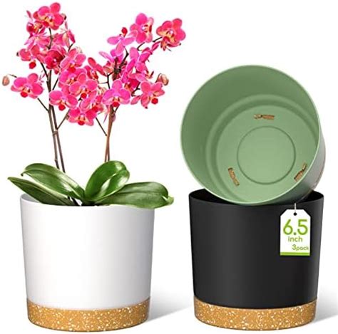 ZMTECH Lot de 3 pots de fleurs en plastique à arrosage automatique avec