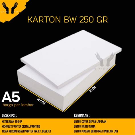 Jual Kertas Bw Carton A Isi Lembar Kertas Karton Bw Shopee Indonesia