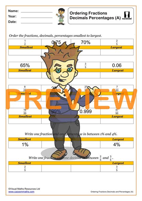 Ks1 And Ks2 Fractions Decimals And Percentages Worksheets Printable