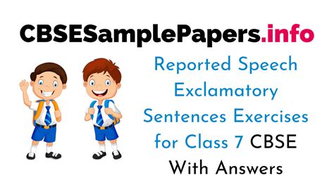 Reported Speech Exclamatory Sentences Exercises For Class 7 With