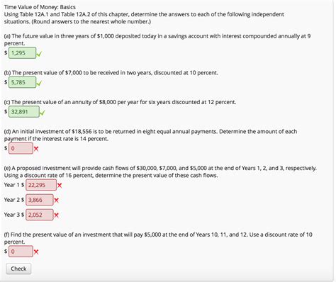 Solved Time Value Of Money Basics Using Table A And Chegg