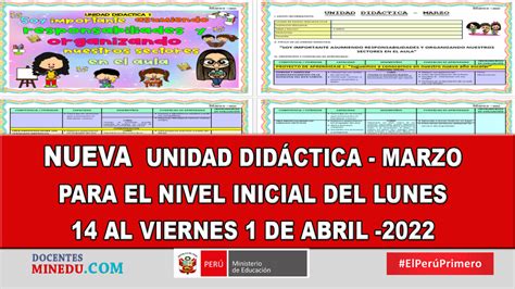 Nueva Unidad DidÁctica Marzo Para El Nivel Inicial Del Lunes 14 Al