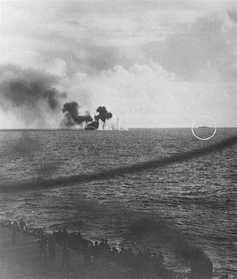 Ijn Heavy Cruiser Chikuma Circled Ship Fires 8 Inch Salvoes At Uss