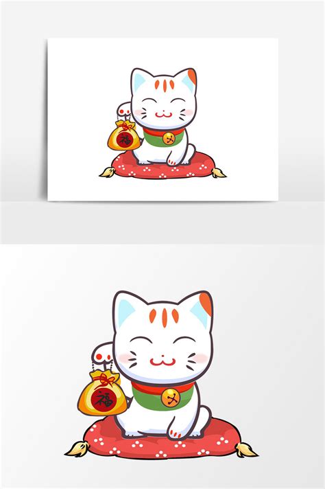 Drawing Cartoon Lucky Cat Design Elements PNG Images | AI Free Download ...