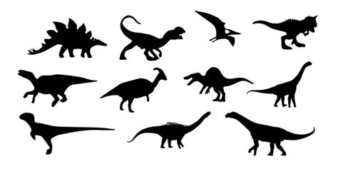 Premium Vector Black Dinosaur Silhouettes Set For Kids