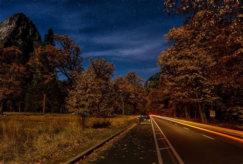 roads, Sky, Autumn, Night, Trees, Motion, Nature Wallpapers HD ...