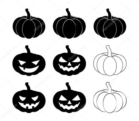 Juego de silueta de calabaza de Halloween ilustración vectorial Jack O