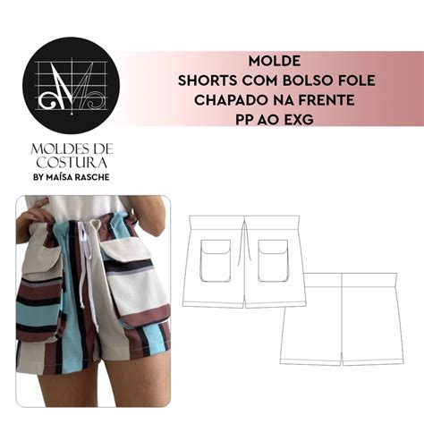 Molde Short Bolso Fole Frente Tam Pp Exg By Ma Sa Rasche