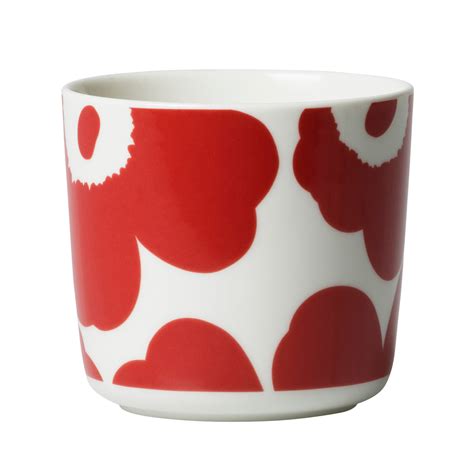 Marimekko Oiva Unikko Coffee Cup W O Handle 2 Dl 2 Pcs White Red