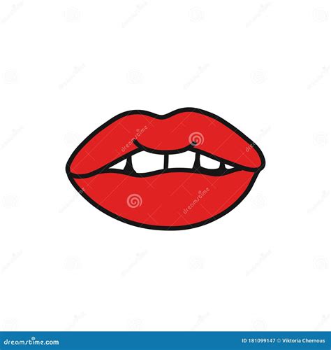 Lips Doodle Icon Vector Illustration Stock Illustration Illustration