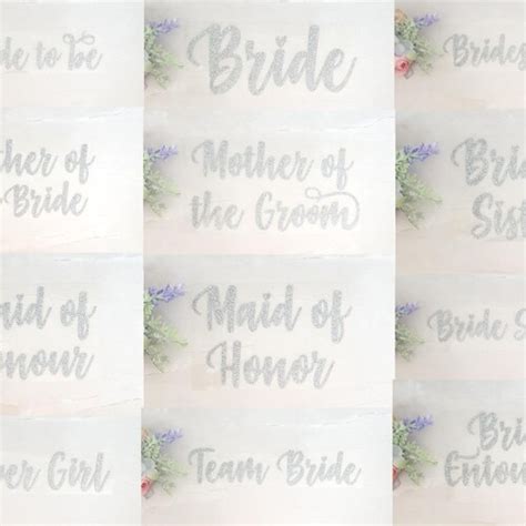 Bridesmaid Iron On Wedding Decal Transfer Glitter Vinyl Etsy