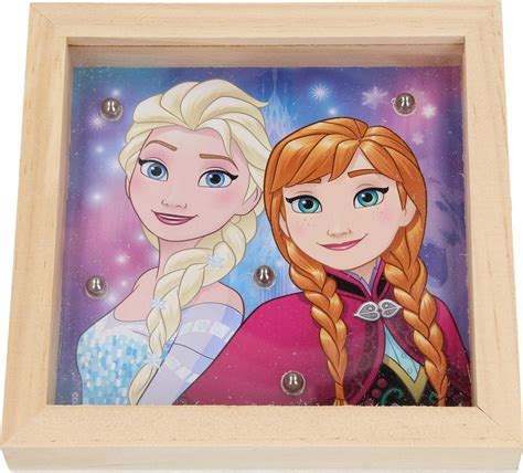 Disney Frozen Houten Geduldsspel Met 5 Balletjes 14x14cm