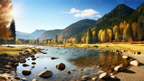 river autumn beauty peaceful landscape freedom scene beautiful nature ...