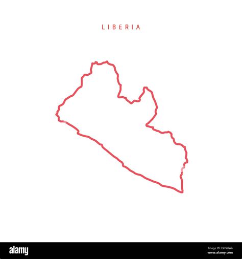 Liberia Thin Line Outline Map Liberian Red Border Country Name Flat