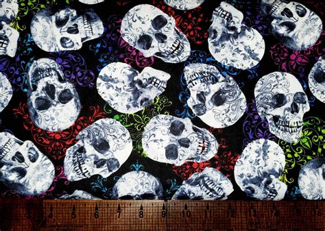 Decorative Skulls 7275 Fabric By The Yardpiece Etsy