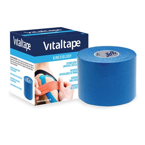 Fita De Kinesio Bandagem El Stica Mx Cm Vitaltape Azul Portal Do