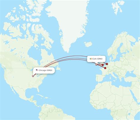 All Flight Routes From Chicago To Cork ORD To ORK Flight Routes