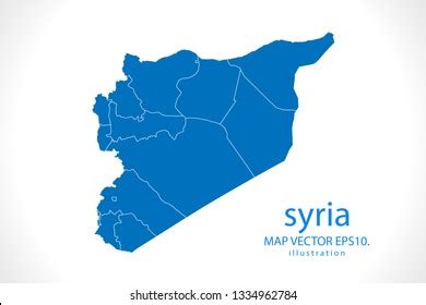 Map Syria High Detailed Blue Map Stock Vector Royalty Free 1334962784