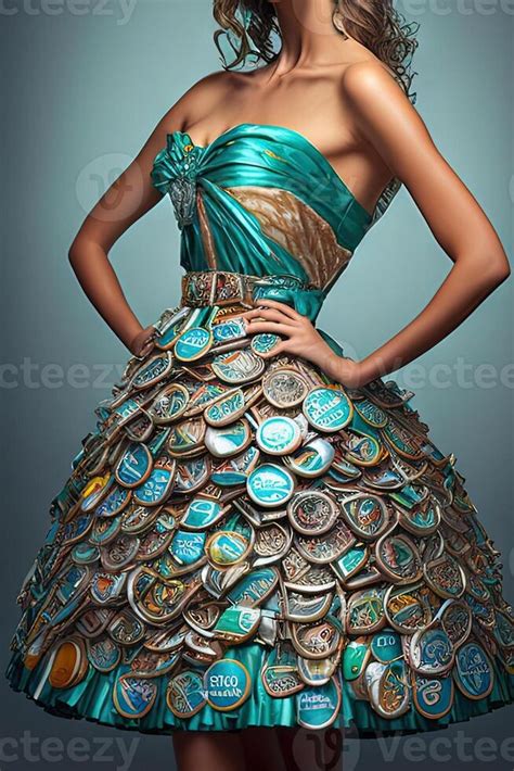 Fashion dress made by recycled garbage plastic illustration 23940839 Stock Photo at Vecteezy