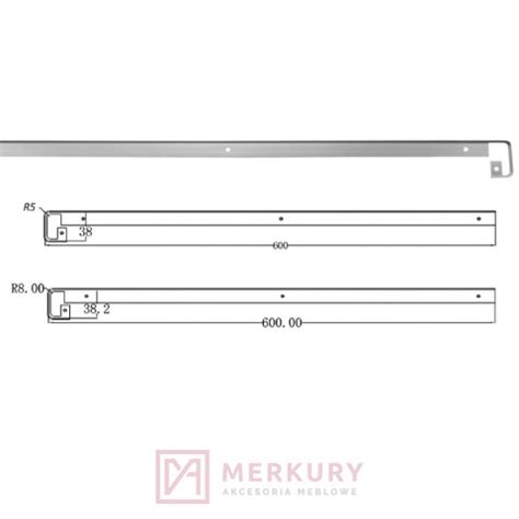 Listwa Szczelinowa Do Blatu 38mm Aluminium Akcesoria Meblowe Merkury