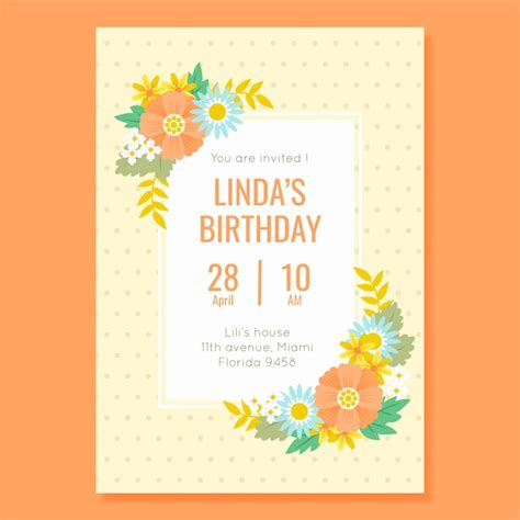 Free Vector Floral Birthday Card Template