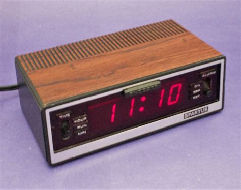 Vintage Digital Alarm Clock Woodgrain Silver Rectangle Red LED - Etsy