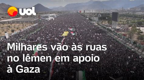 Manifestação pró Palestina Milhares vão às ruas no Iêmen em apoio à