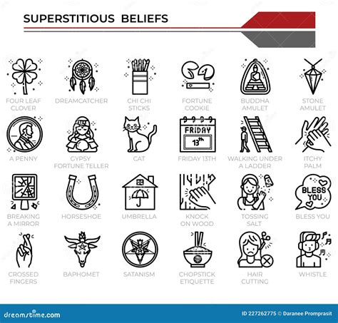 Superstitious Beliefs Icon Set Cartoon Vector