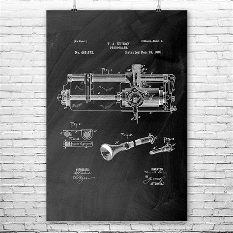 Thomas Edison Phonograph Poster Print Music Studio Art Audio - Etsy