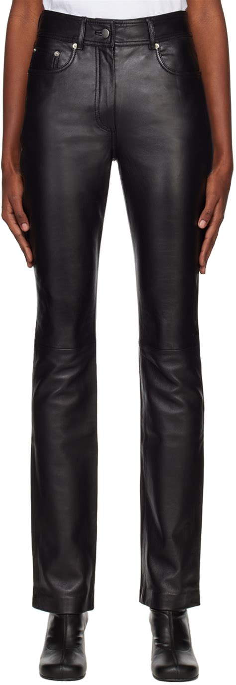 Stand Studio Pantalon Rebecca Noir En Cuir Ssense France