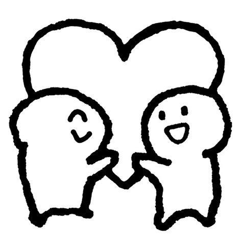 ハートを二人で持つのイラスト We Both Have Hearts 【てがきですのβ】かわいい・ゆるい無料イラスト キュートな