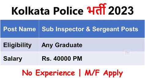 Kolkata Police SI Recruitment 2023 - Apply Online for Sub Inspector ...