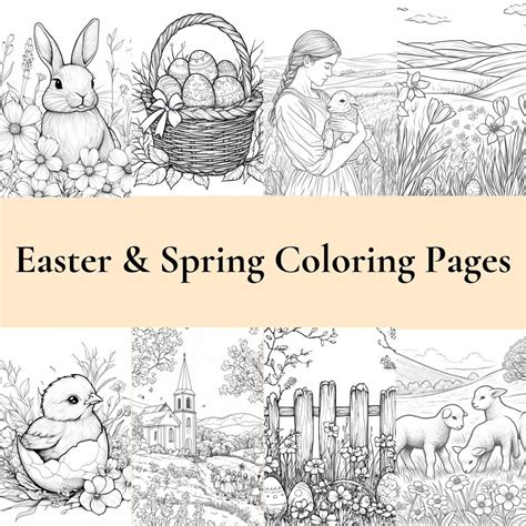 Easter And Spring Coloring Pages Etsy