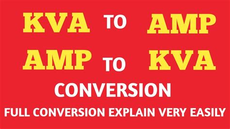 Kva To Conversion To Kva Conversion Youtube