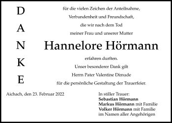 Traueranzeigen von Hannelore Hörmann Allgäuer Zeitung