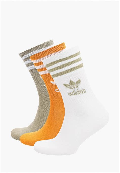Носки 3 пары adidas Originals MID CUT CRW SCK, цвет: бежевый ...