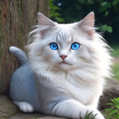 El Gato M S Bello Del Mundo Ojos Celestes Pelo Largo En La Naturaleza