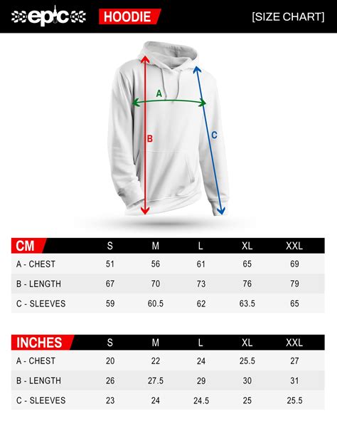 Size Chart - Hoodie – Epic Bleed Solutions