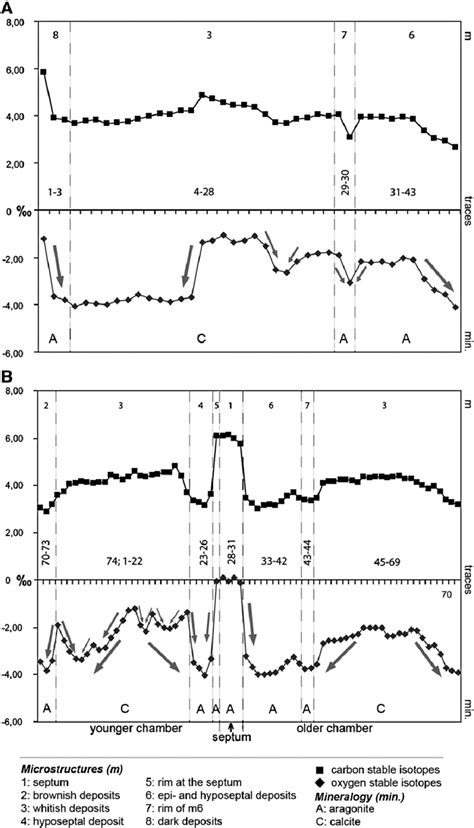 Stable Carbon And Oxygen Isotope Values Plotted According To Their