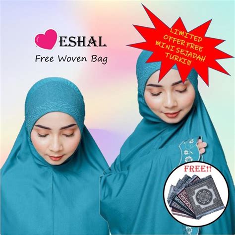 Telekung Eshal Inspired Telekung Solat Premium Cotton Kain