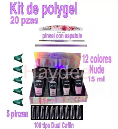 Kit De Polygel Con Tips Dual System Coffin Meses Sin Inter S