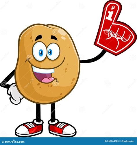 Happy Potato Cartoon Character Wearing a Foam Finger Stock Vector - Illustration of friendly ...