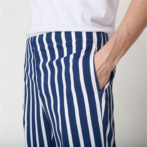 Pantalon à rayures contrastantes P6485S Marine Pantalons Shorts