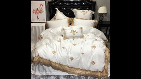 Egyptian Cotton Luxury Embroidery Lace Trimming Duvet Cover Set Youtube