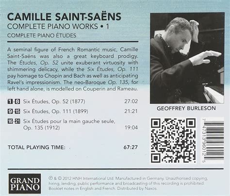 Saint Saëns Les œuvres pour piano Vol 1 Burleson La Boîte à Musique