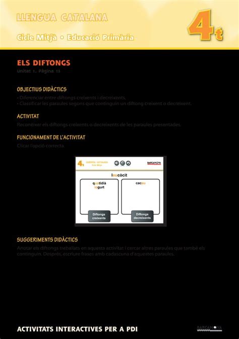 Fitxa pedagògica Activitats PDI Llengua catalana PDF