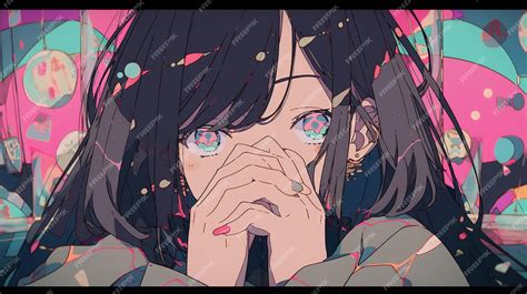 Premium Ai Image Anime Girl With Long Black Hair And Blue Eyes