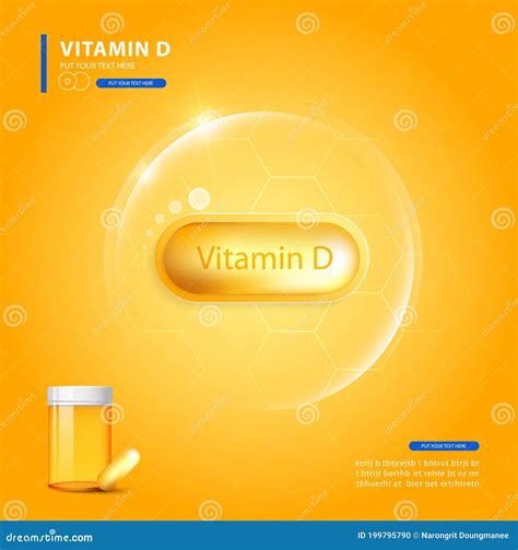 Vitamin D Gold Shining Pill With Chemical Formula Ascorbic Acid