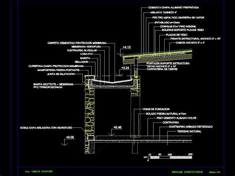 Detail Of Encounter Cover Stone Wall In AutoCAD CAD Library