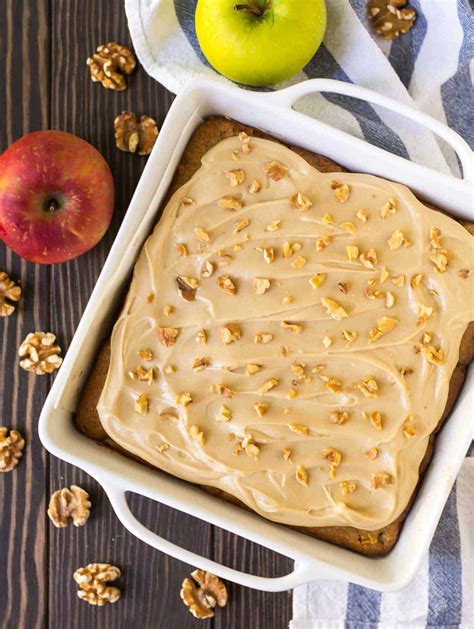 Fresh Apple Cake Topped With Caramel Frosting